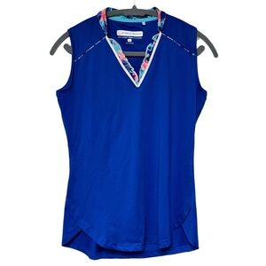 {Pebble Beach} Sleeveless V-Neck Ruffle Collar Athletic Golf Tank Top